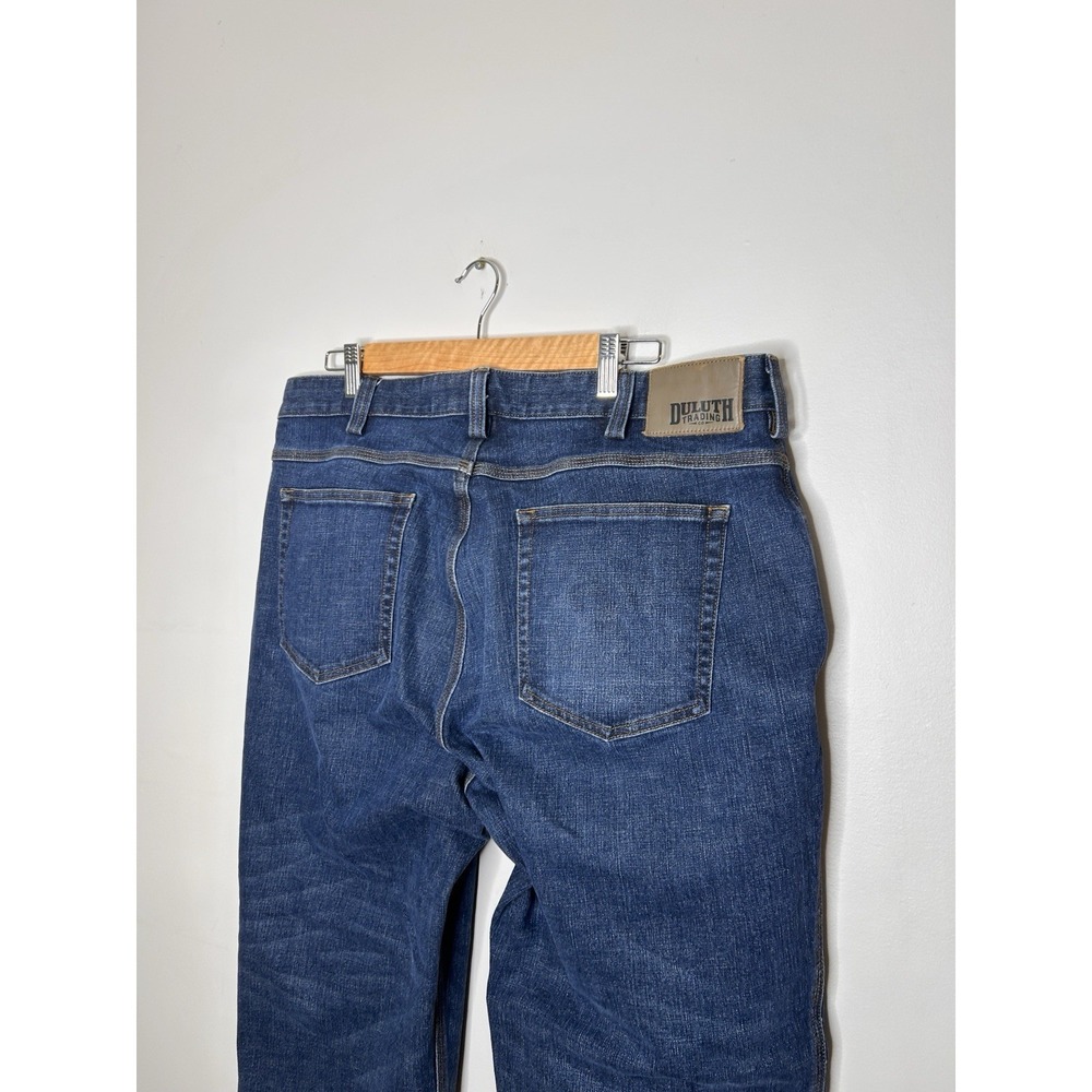Duluth Trading Co Flex Ballroom Men's Blue Denim Jeans Relaxed Straight Stretch - Picture 7 of 9